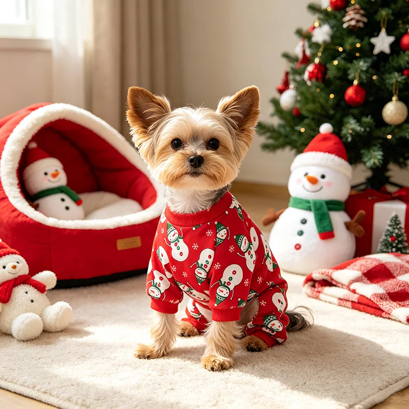 Christmas Snowman Dog & Cat Pyjamas – Cute Festive Pet Onesie Costume
