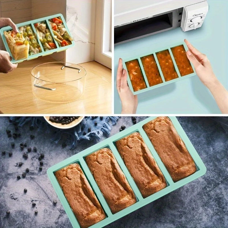 4-Cavity Silicone Freezer Tray with Lid – Soup, Broth & Sauce Portion Storage