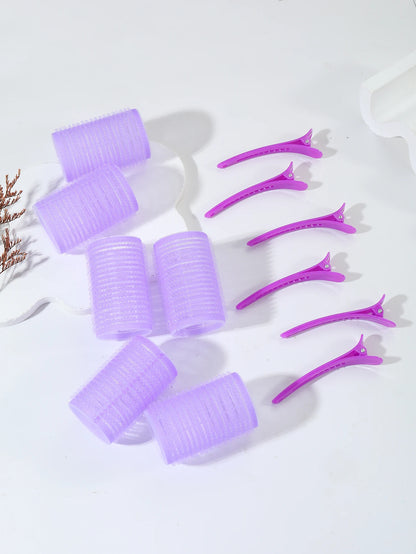 12-Piece Heatless Hair Curler Set – Self-Grip Rollers & Fringe Styling Clips