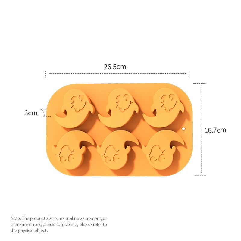 Halloween Silicone Baking Mould – Pumpkin, Ghost, Bat, Skeleton & Witch Hat Shapes