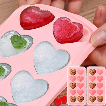 10-Cavity Heart-Shaped Silicone Mould – Ice, Chocolate, Jelly & Dessert Tray