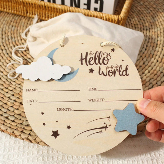 Hello World Starlit Sky Newborn Announcement Sign