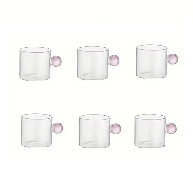 6-Piece Glass Espresso Cup Set with Ball Handles – 100ml Mini Coffee Cups