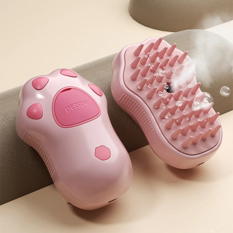 3-in-1 Steam Pet Grooming Brush – Spray, Deshedding & Massage Tool
