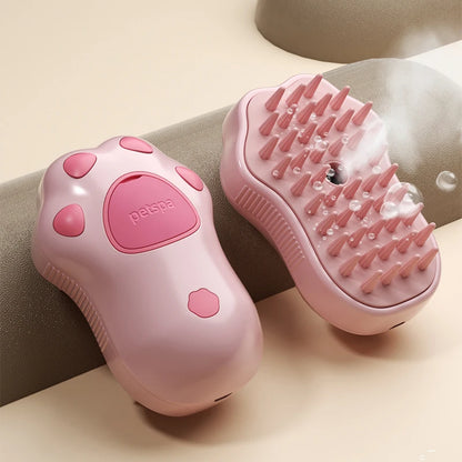 3-in-1 Steam Pet Grooming Brush – Spray, Deshedding & Massage Tool