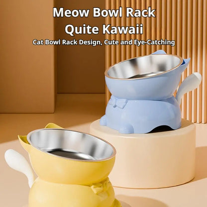 Elevated Tilted Stainless Steel Cat Bowl – Raised Whisker-Friendly Pet Feeder