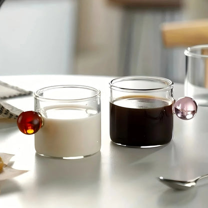 6-Piece Glass Espresso Cup Set with Ball Handles – 100ml Mini Coffee Cups