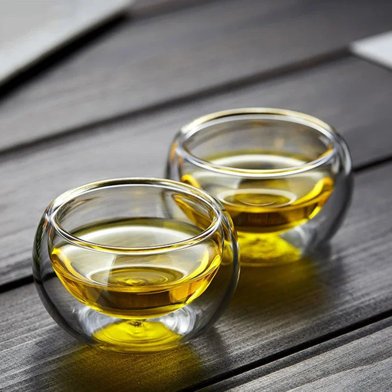 Double Wall Glass Tea Cups – 2 or 6 Piece Borosilicate Cup Set