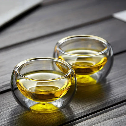 Double Wall Glass Tea Cups – 2 or 6 Piece Borosilicate Cup Set