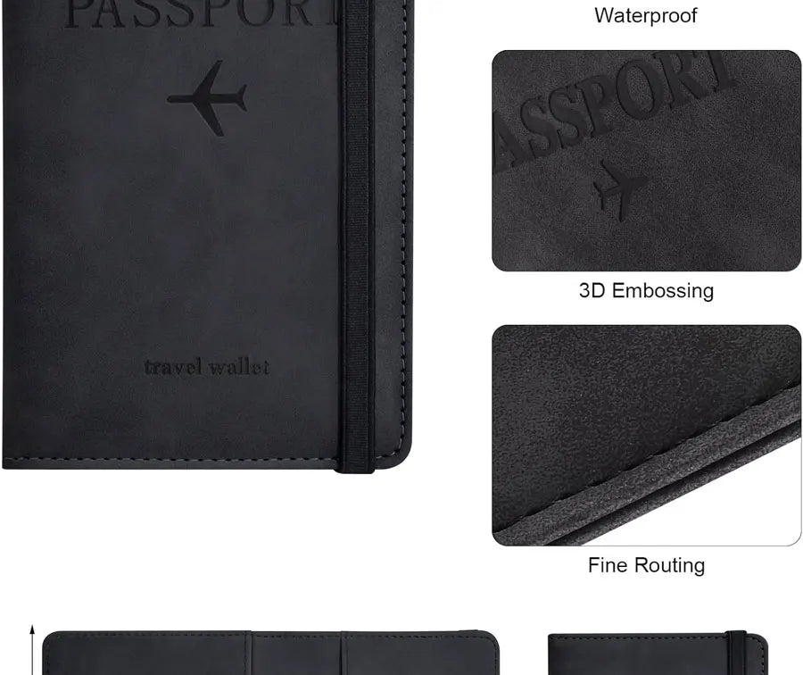 RFID Passport & Travel Wallet – PU Leather Organiser with Card & Document Storage