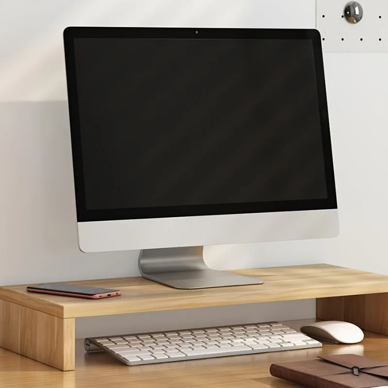 Wooden Monitor & Laptop Stand – Desktop Riser & Storage Shelf