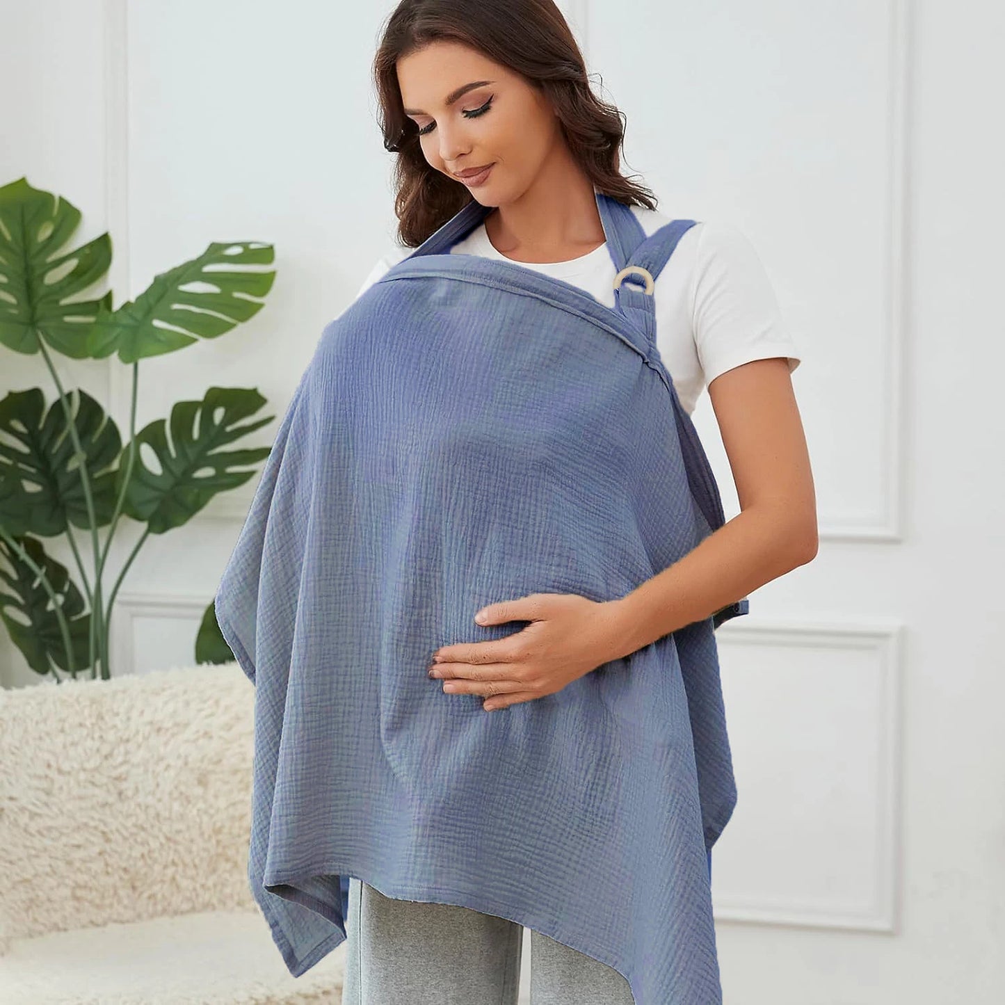 Breathable Muslin Nursing Cover – Arch Neckline Breastfeeding & Baby Cover