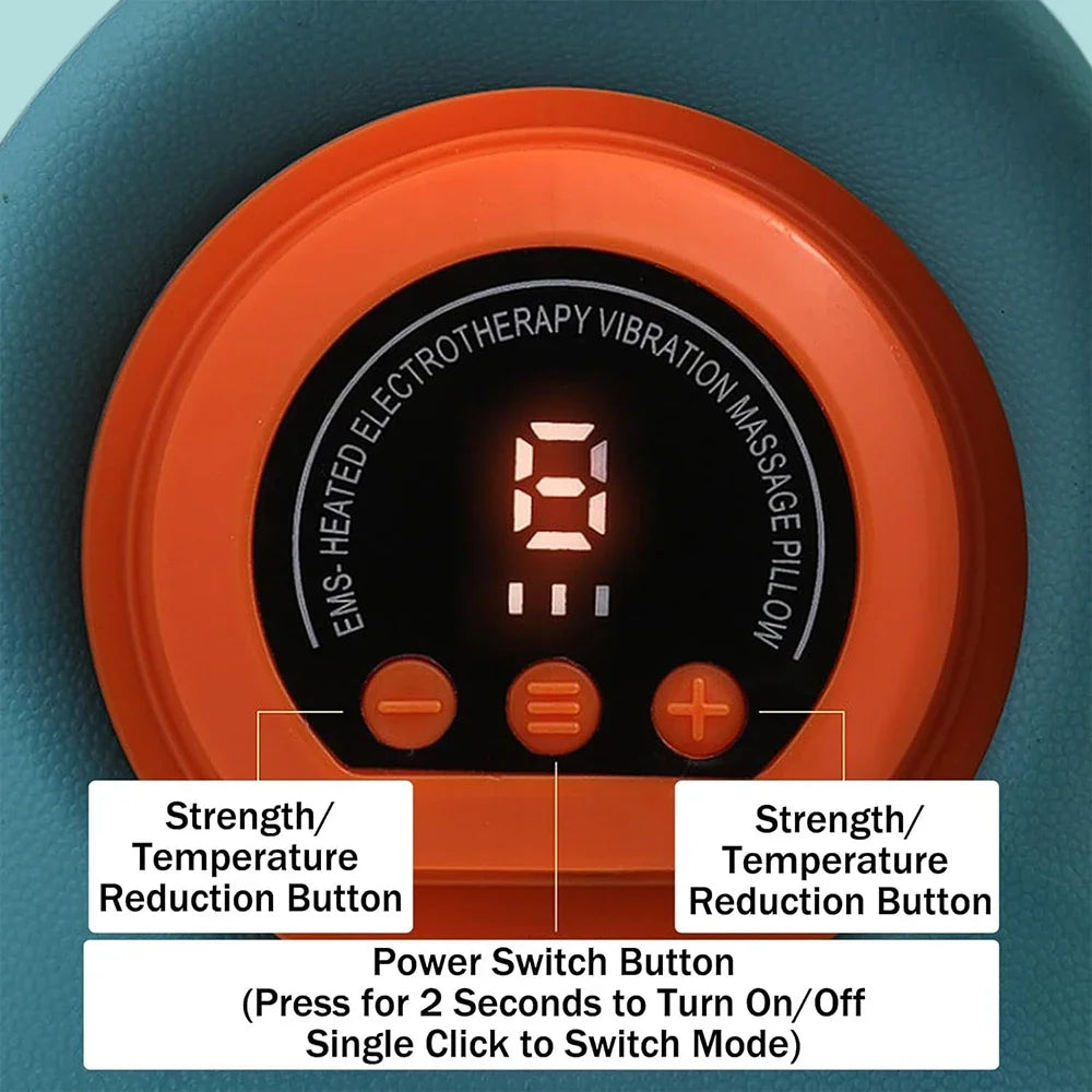 Rechargeable Neck Massage Pillow – Ergonomic Vibration & Kneading Neck Support Cushion
