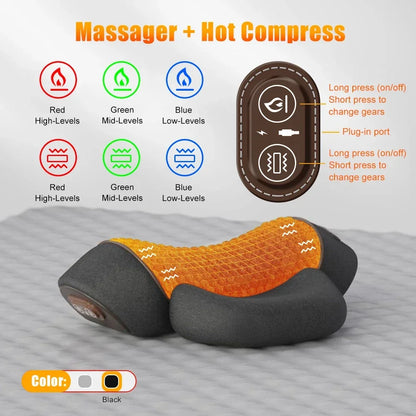 Heated Neck Massager Pillow – Memory Foam Cervical Support & Vibration Massage