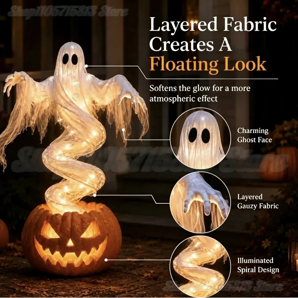LED Ghost & Pumpkin Garden Stake – Light-Up Halloween Outdoor Decoration
