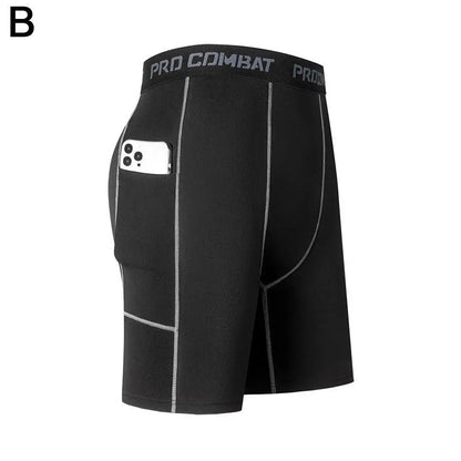 Men's Compression Shorts with Pockets – Quick-Dry Base Layer for Running, Gym & Sports