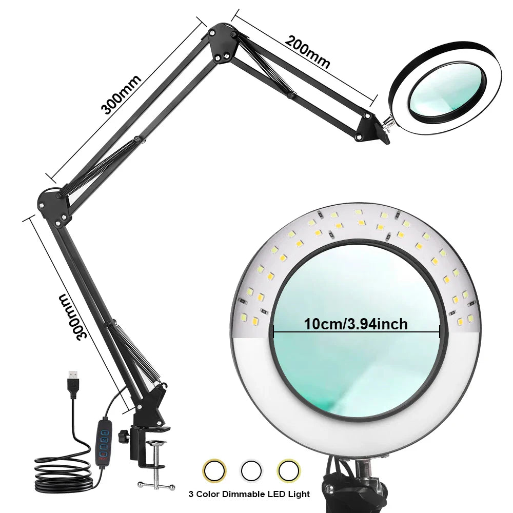 72LED 8X/10X USB Magnifying Glass with 3 Colours Light (10 different variants available)