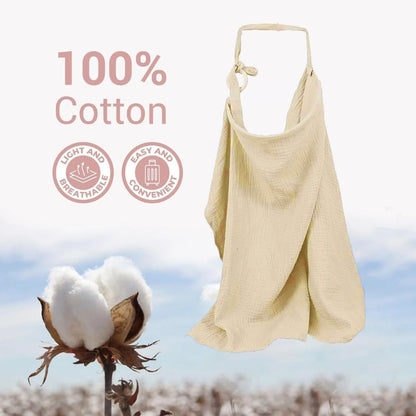 Breathable Muslin Nursing Cover – Arch Neckline Breastfeeding & Baby Cover
