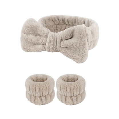 3-Piece Spa Headband & Wristband Set – Soft Absorbent Face Washing & Skincare Accessories
