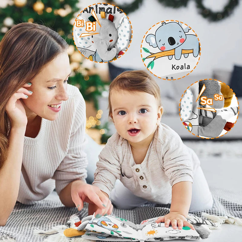 Sensory Baby Cloth Book – High Contrast Touch & Feel Learning Book (0–12 Months)