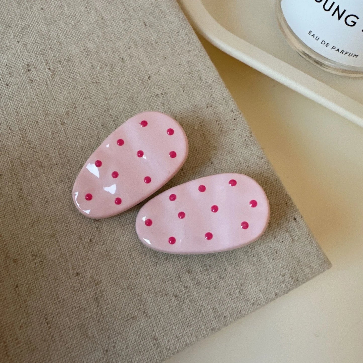 2-Piece Polka Dot Hair Clip Set – Colourful Oval Hair Accessories for Girls