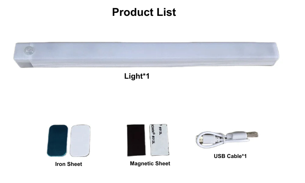 USB Rechargeable Motion Sensor LED Tube Light for Wardrobe & Bedroom