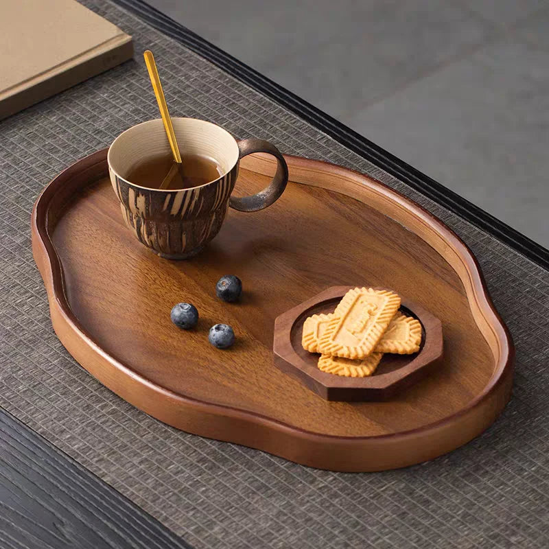 Natural Wooden Serving Tray – Decorative Fruit, Cheese & Coffee Table Platter