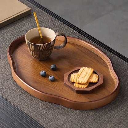 Natural Wooden Serving Tray – Decorative Fruit, Cheese & Coffee Table Platter