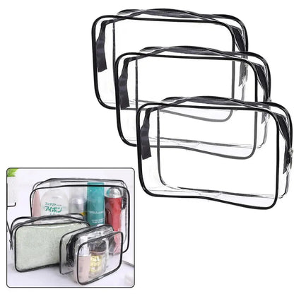 Waterproof Transparent Cosmetic Bag with Zip (3 sizes available)