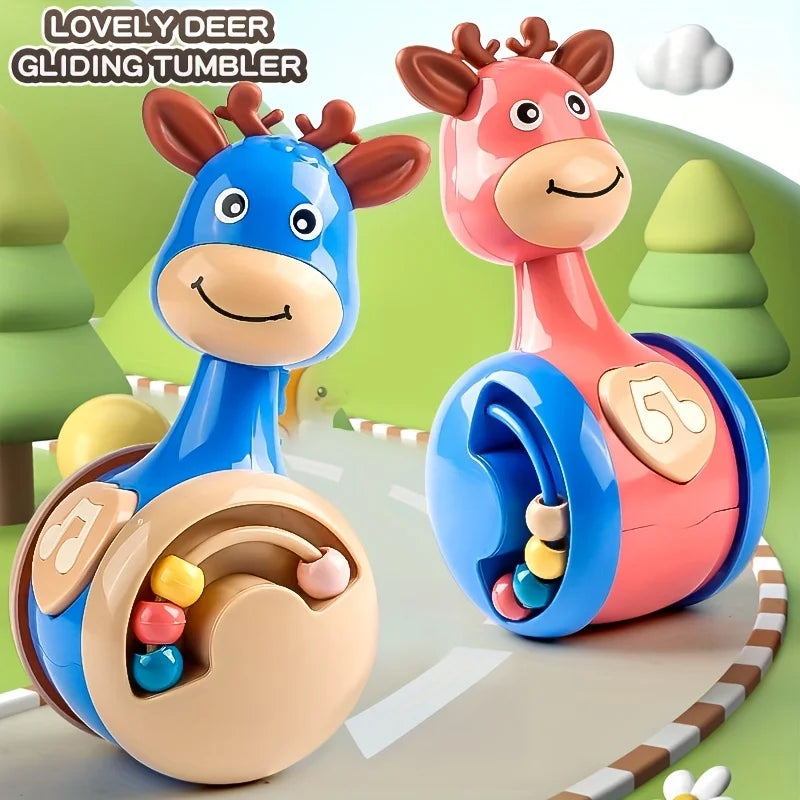 Deer Roly-Poly Tumbler Toy – Wobbling Sound & Movement Toy for Kids