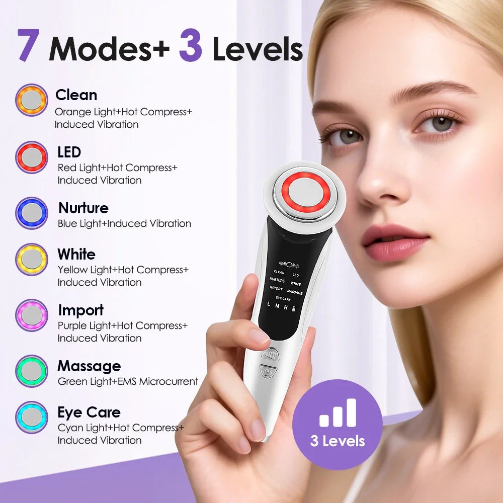 EMS Face Lifting Device – LED Therapy & Hot Compress Massager