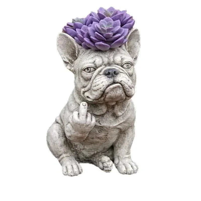 3-Piece Grumpy French Bulldog Planter Set – Quirky Resin Succulent Pots