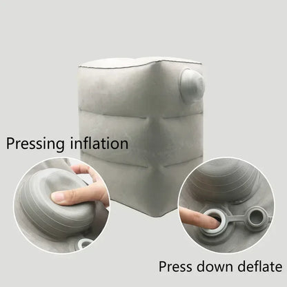 Inflatable Travel Footrest Pillow – Adjustable Airplane, Car & Bus Leg Rest