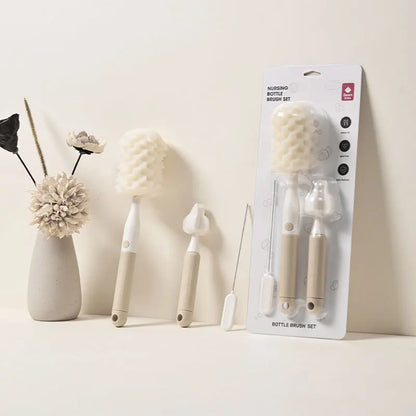 3-in-1 Baby Bottle Cleaning Brush Set – Bottle, Nipple & Straw Cleaner