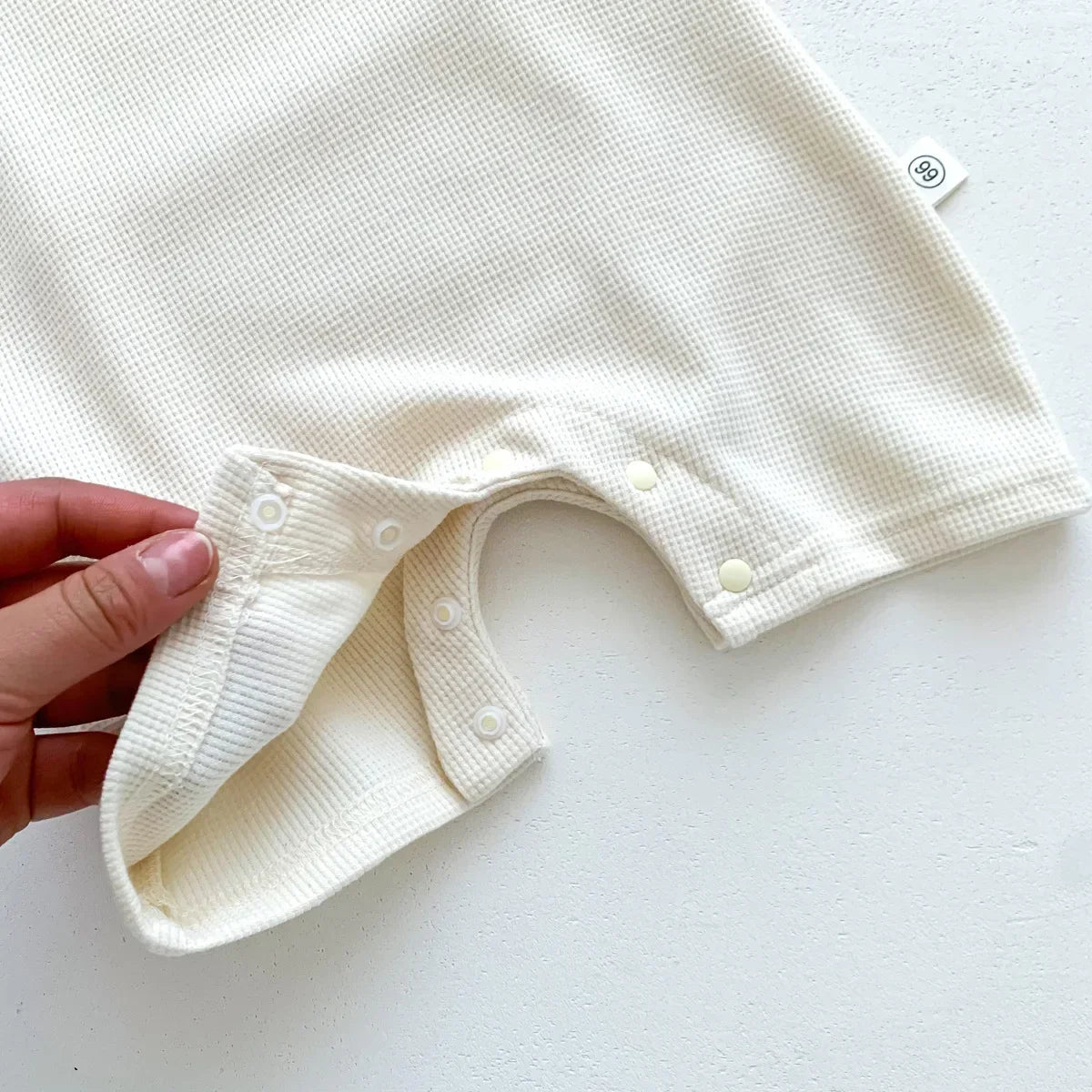 Baby Waffle Cotton Romper & Bear Ear Hat Set – Short Sleeve Outfit (0–24 Months)
