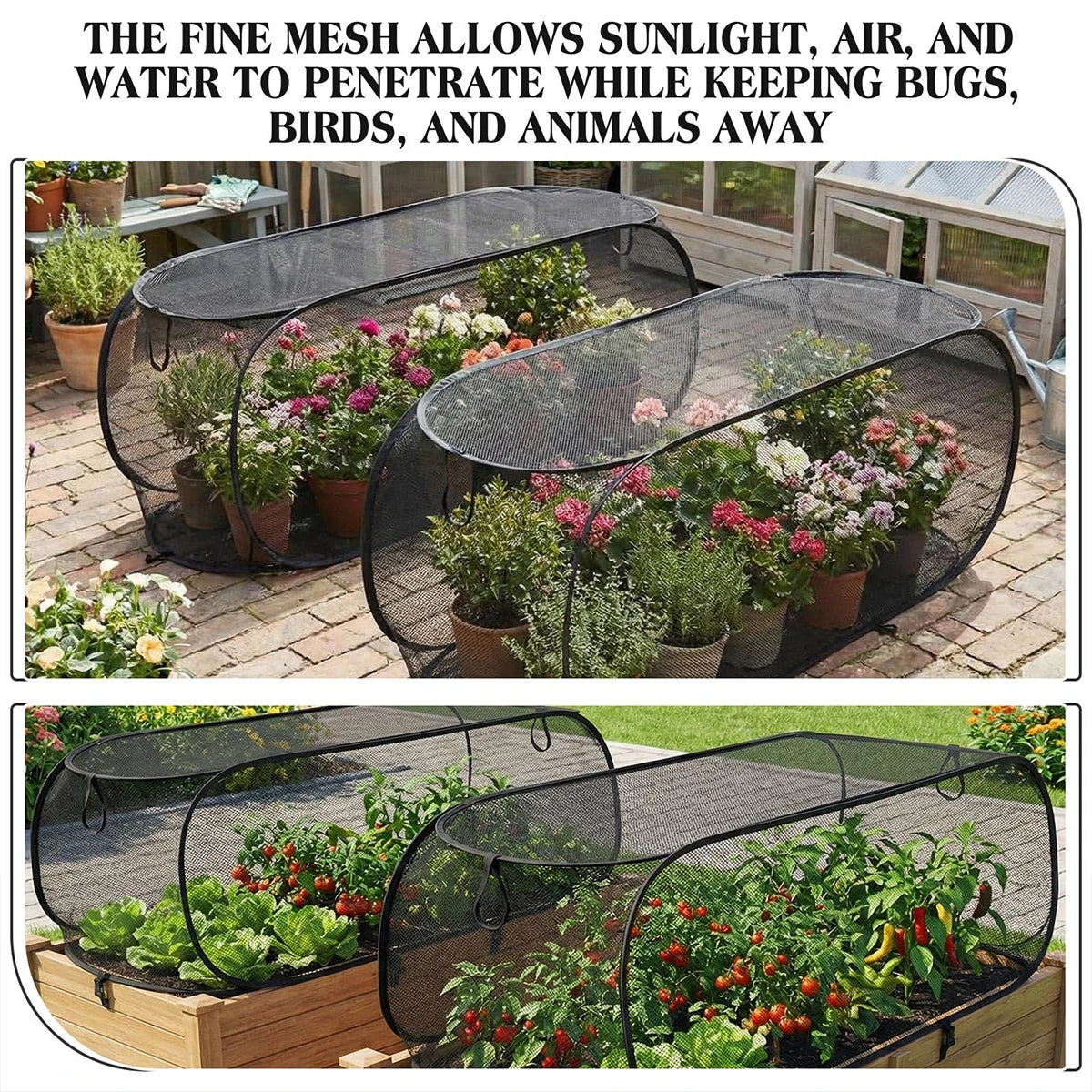 Pop-Up Mesh Plant Protection Cover – 120cm Garden Grow Net for Seedlings & Vegetables