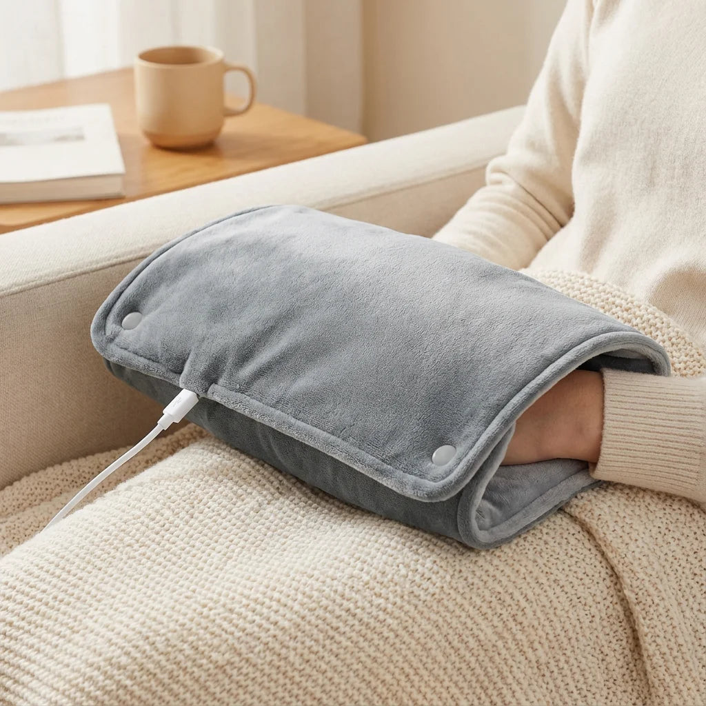 USB Heated Hand Warmer & Lap Blanket – Soft Velvet Electric Heating Shawl for Home & Office