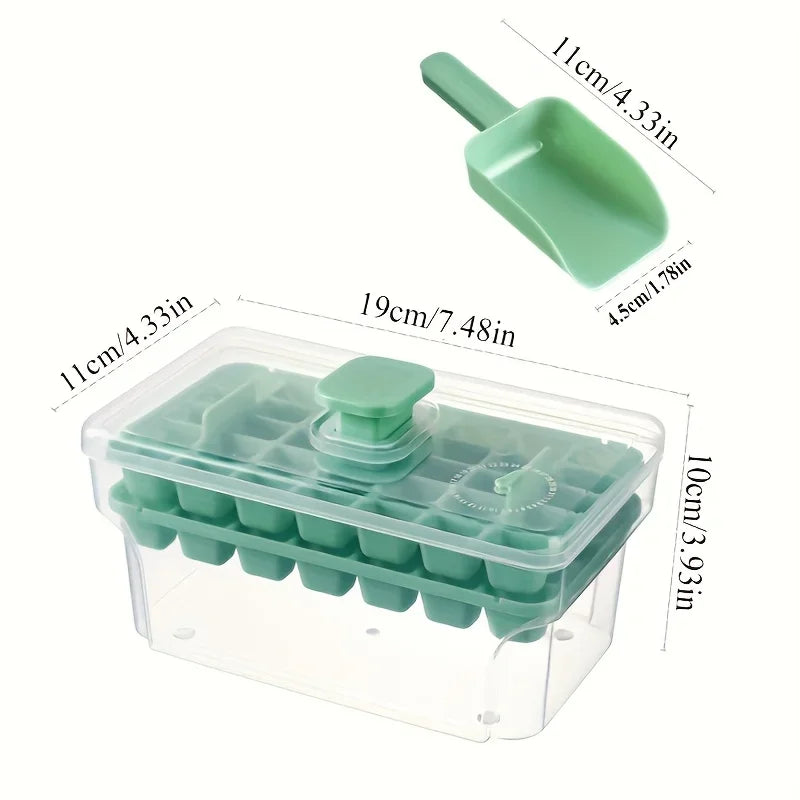 68-Cube Ice Cube Tray with Lid & Storage Bin – Easy Release Ice Maker