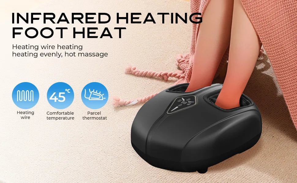 Shiatsu Foot Massager with Heat & Air Compression – Electric Foot Massage Machine
