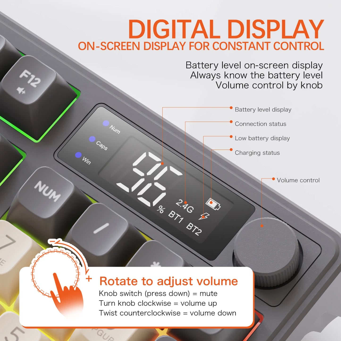 M96 Wireless Gaming Keyboard – Smart Screen Mechanical-Style Keyboard