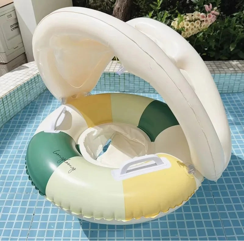 Kids Inflatable Swimming Ring – Retro Striped Pool Float