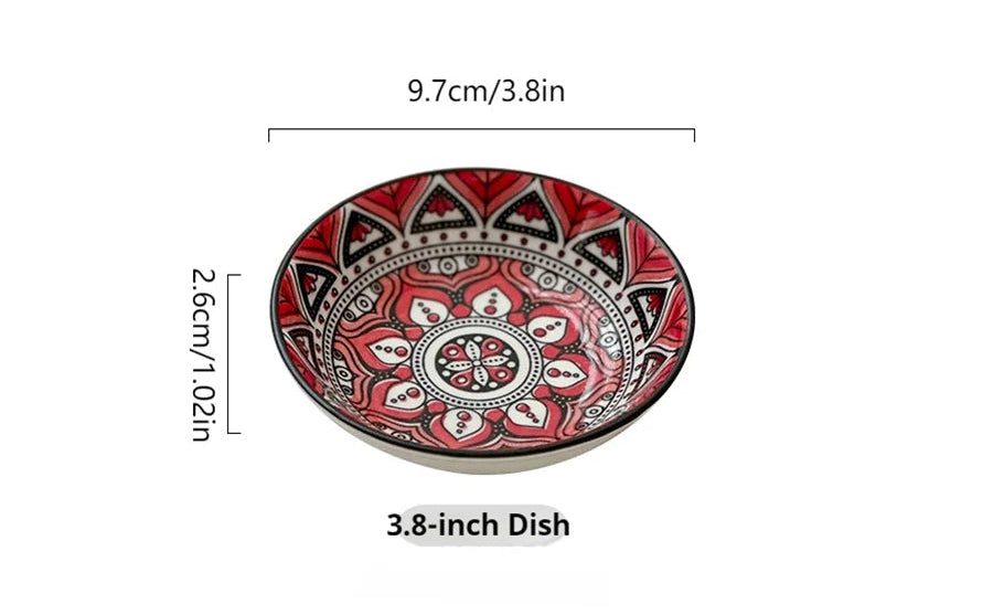 Bohemian Ceramic Condiment Dish Set – Sauce, Soy & Dipping Bowls (6 or 10 Piece Set)