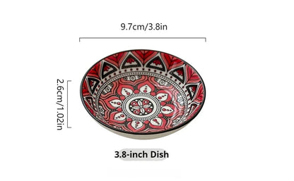 Bohemian Ceramic Condiment Dish Set – Sauce, Soy & Dipping Bowls (6 or 10 Piece Set)