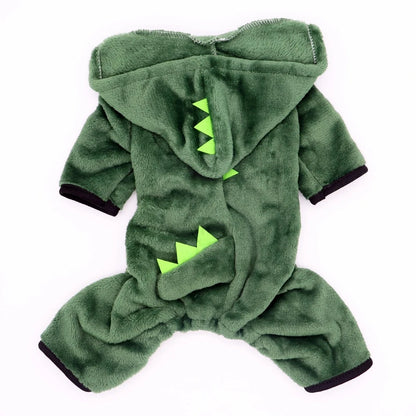 Dinosaur Pet Costume – Warm Fleece Dog & Cat Hoodie Jumpsuit
