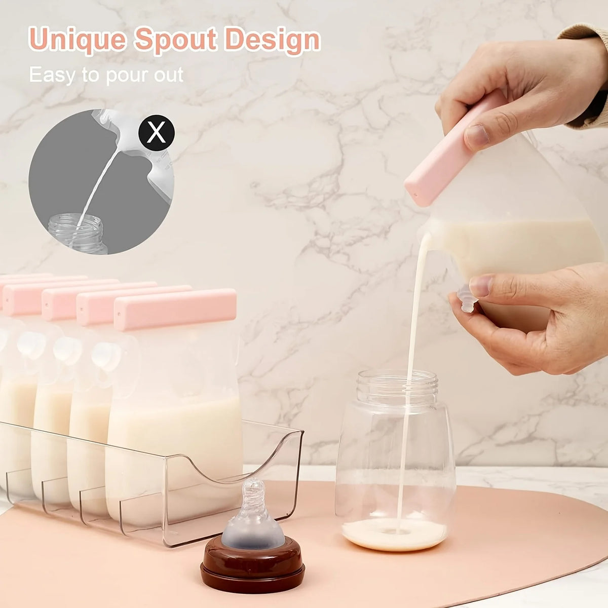 Reusable Silicone Breast Milk Storage Bag – 320ml Self-Standing Freezer Bag