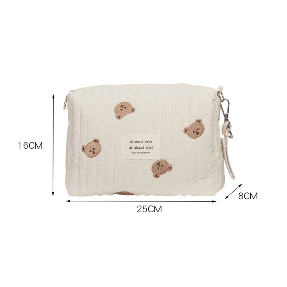 Embroidered Mummy Baby Essentials Bag – Zippered Nappy & Stroller Storage Pouch