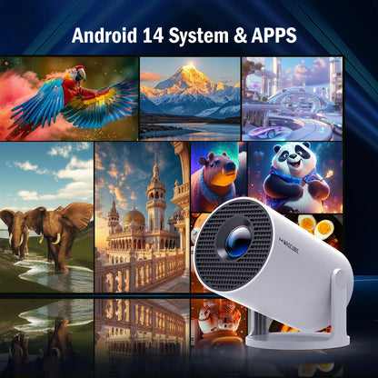 MAGCUBIC HY300 PRO Smart Projector – Android 14 WiFi 6 Bluetooth Home Cinema Projector