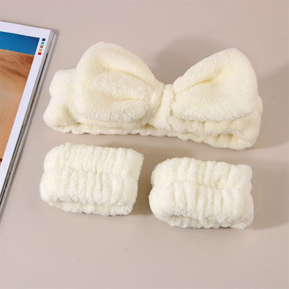 3-Piece Spa Headband & Wristband Set – Soft Absorbent Face Washing & Skincare Accessories