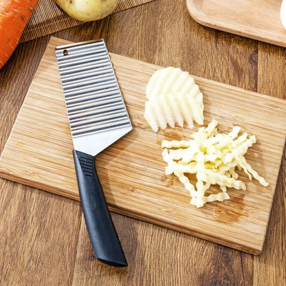 Stainless Steel Crinkle Cutter – Wavy Vegetable, Fruit & French Fry Slicer