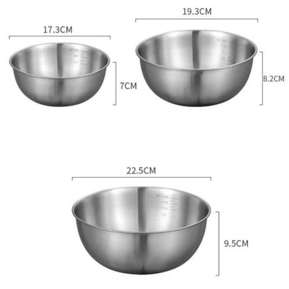 Stainless Steel Mixing Bowls with Measurement Markings – 1 or 3-Piece Kitchen Baking Bowl Set